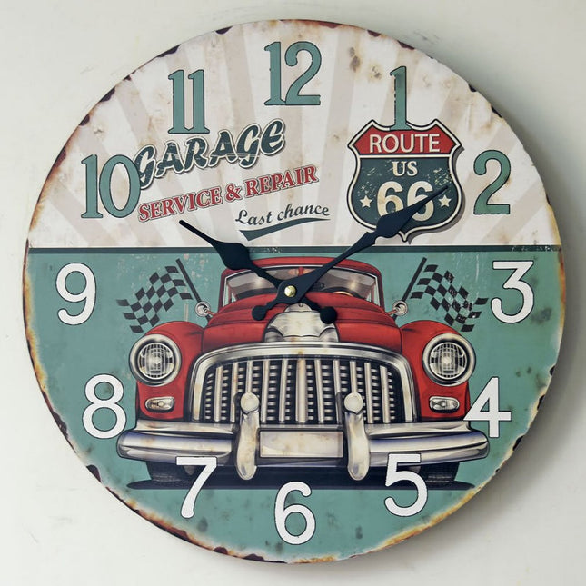 Vintage Wanduhr mit Route 66 Motiv