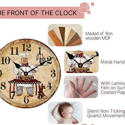 Runde Vintage Wanduhr Holz Weltkarte Design