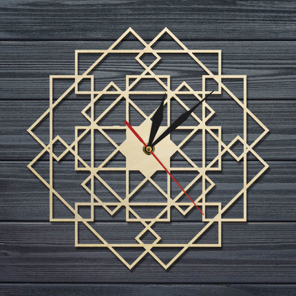 Geometrische Wanduhr Holz Mandala Design