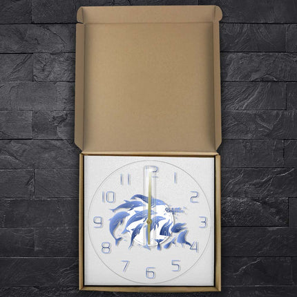 Acryl-Wanduhr mit springenden Delfinen