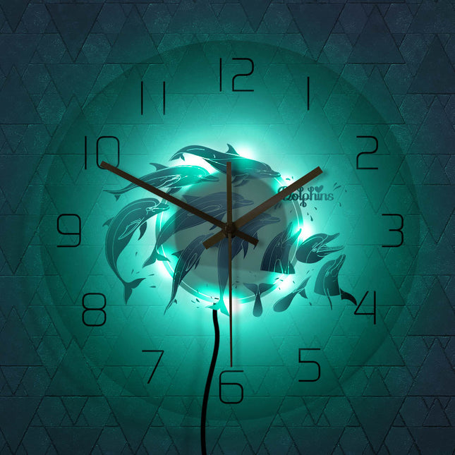 Acryl-Wanduhr mit springenden Delfinen