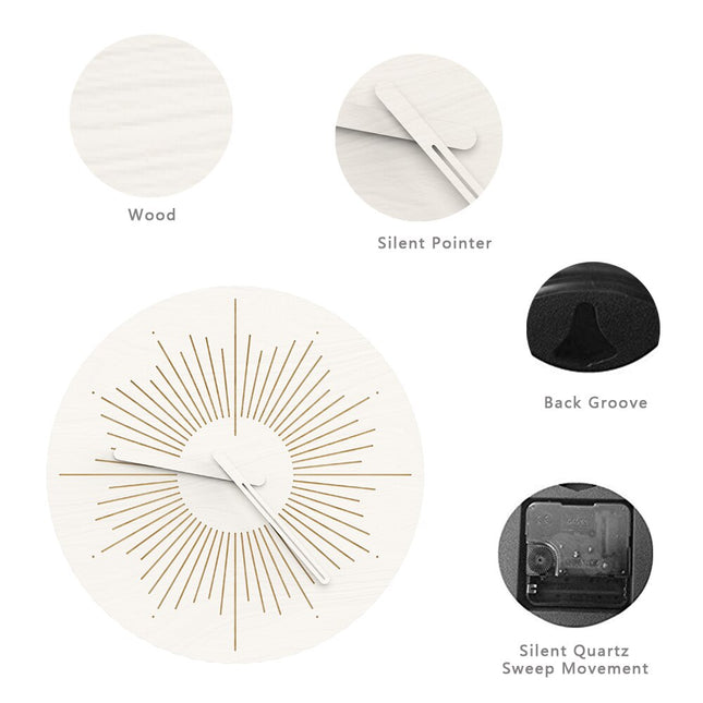 Design Wanduhr modern mit Sonnenstrahlen