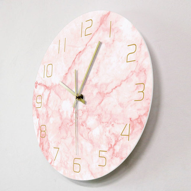 Skandinavische Wanduhr rosa Marmor Optik