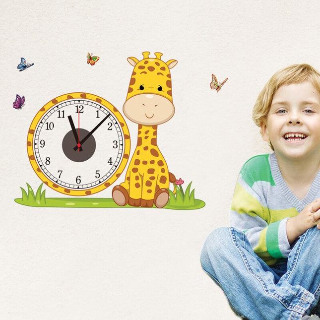 Giraffen Wandtattoo Uhr fürs Kinderzimmer