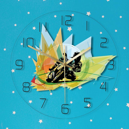 Wanduhr mit Rennmotorrad Motiv abstrakt