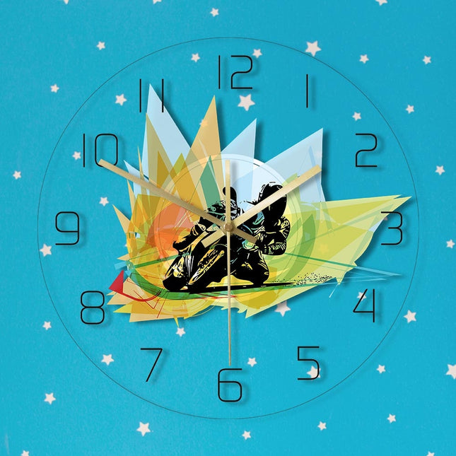 Wanduhr mit Rennmotorrad Motiv abstrakt