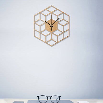 Geometrische Wanduhr Holz Würfel Design