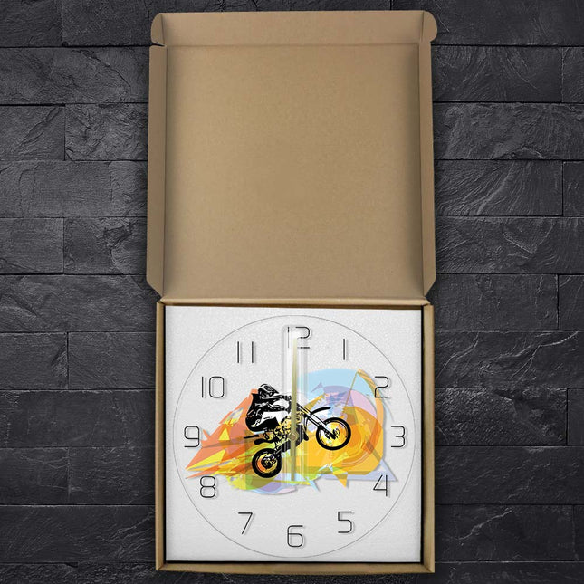 Wanduhr mit Motocross-Motorrad als Motiv