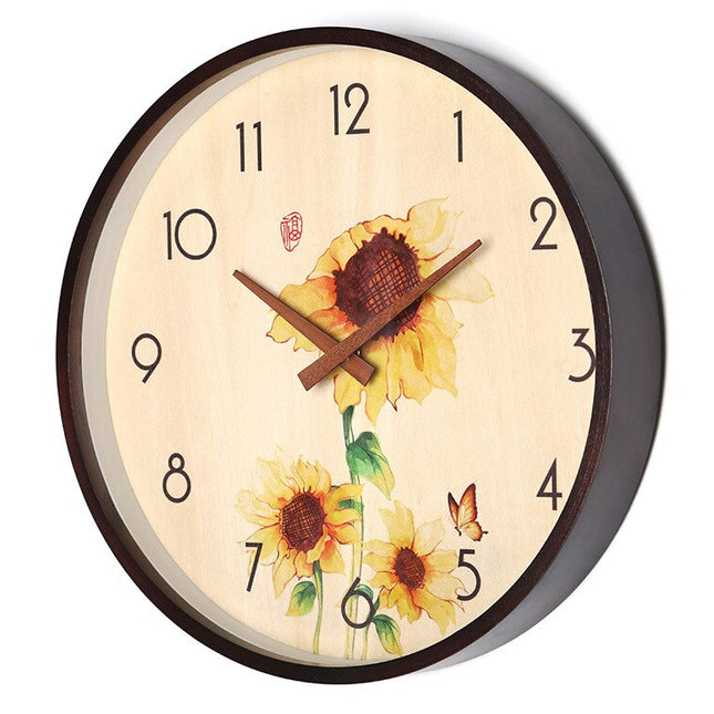 Wanduhr Holz mit Bambus Motiv