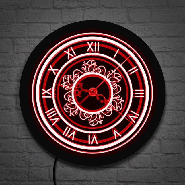 Retro Wanduhr römische Ziffern mit LED