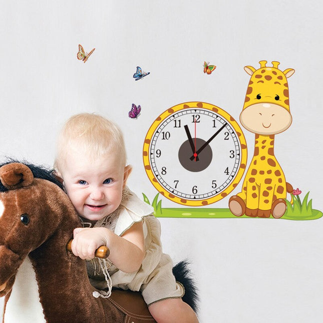 Giraffen Wandtattoo Uhr fürs Kinderzimmer