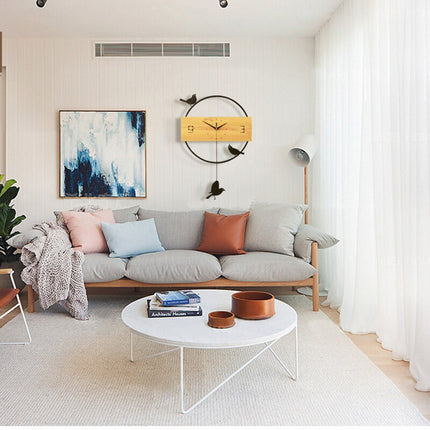 Moderne Wanduhr Holz mit Vögel-Pendel