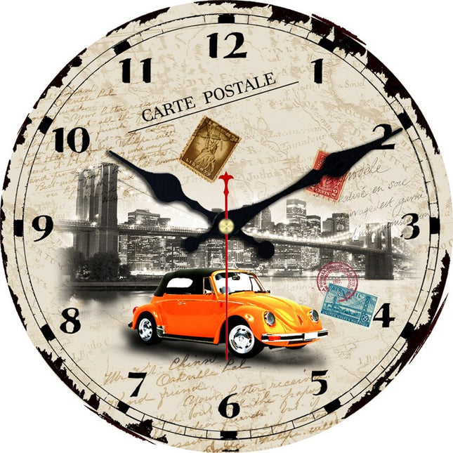 Retro Wanduhr Paris mit Oldtimer