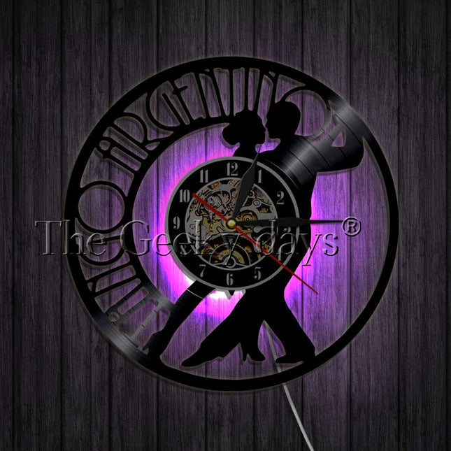 Schallplattenuhr mit Tango Tänzer Motiv