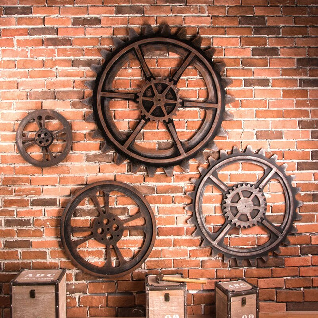 Vintage Wanduhr Zahnrad aus Metall