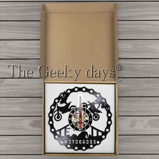 Motorrad Schallplattenuhr im Ketten-Design