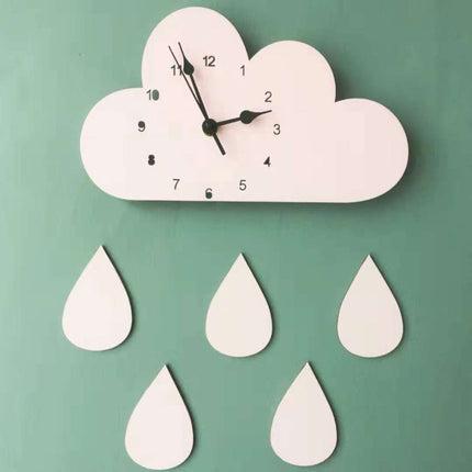 Wanduhr Wolke mit bunten Regentropfen