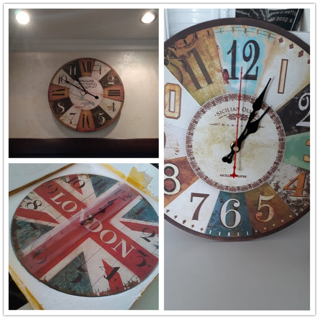 Vintage Wanduhr mit rosa Rosen