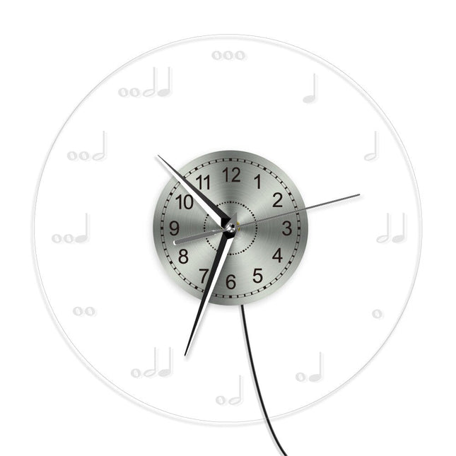 Musiknoten Wanduhr mit LED Beleuchtung