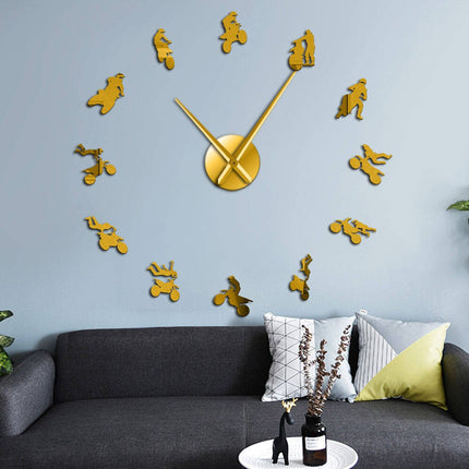 Große 3D Wanduhr mit Motorrad-Motiven