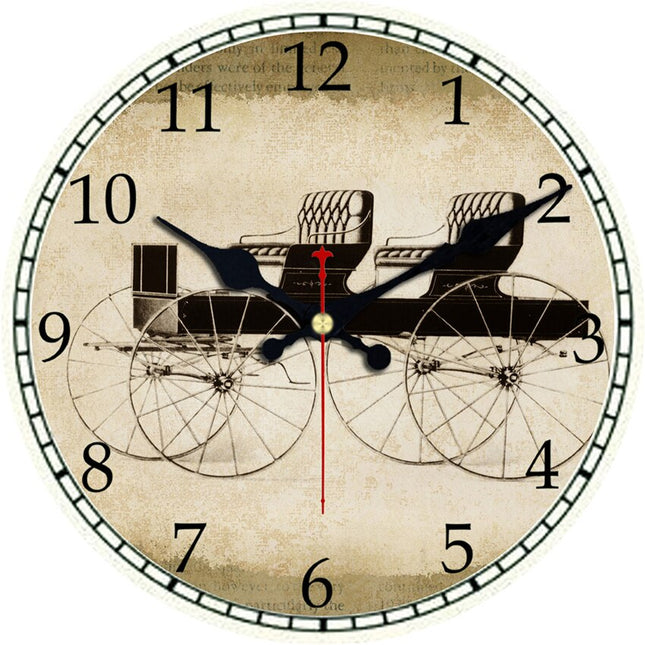 Retro Wanduhr mit historischem Kutschen-Motiv