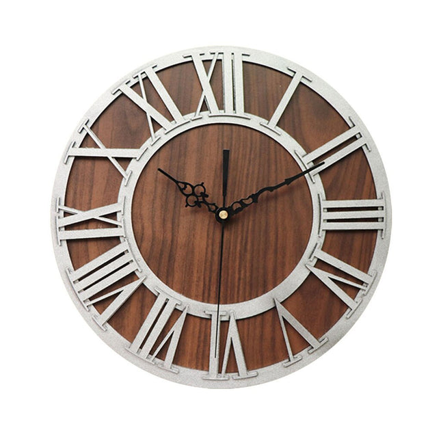 Große Wanduhr Holz und Metall Schwarz