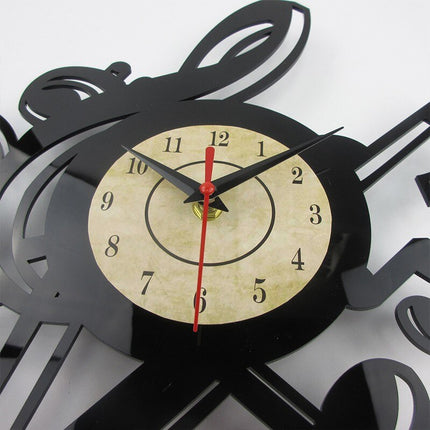 Schallplattenuhr mit Notenschlüssel als musikalisches Geschenk