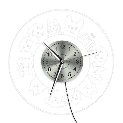 LED Wanduhr mit verschiedenen Hunderassen