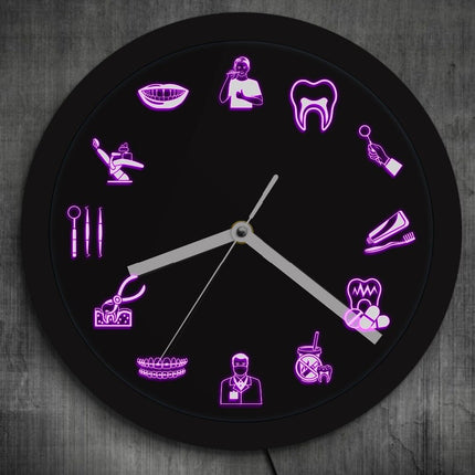 Zahnarzt Praxis Wanduhr mit LED-Beleuchtung