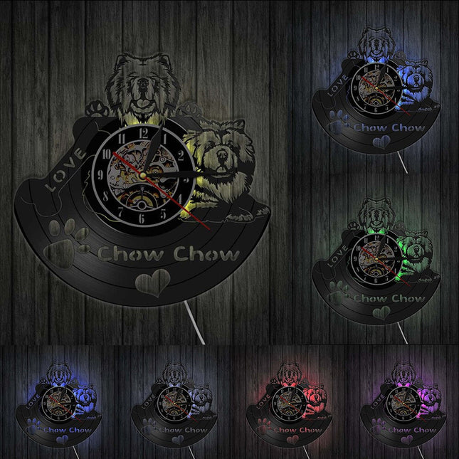 Chow Chow Hund Schallplattenuhr als Wanddekoration