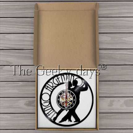 Schallplattenuhr mit Tango Tänzer Motiv