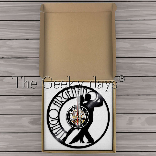 Schallplattenuhr mit Tango Tänzer Motiv