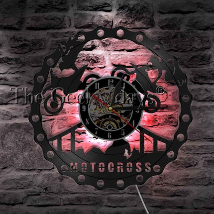 Motorrad Schallplattenuhr im Ketten-Design