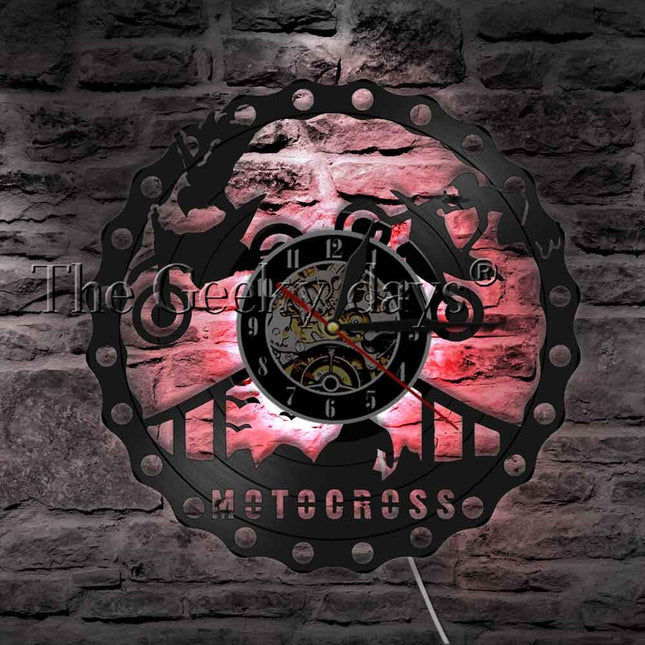 Motorrad Schallplattenuhr im Ketten-Design