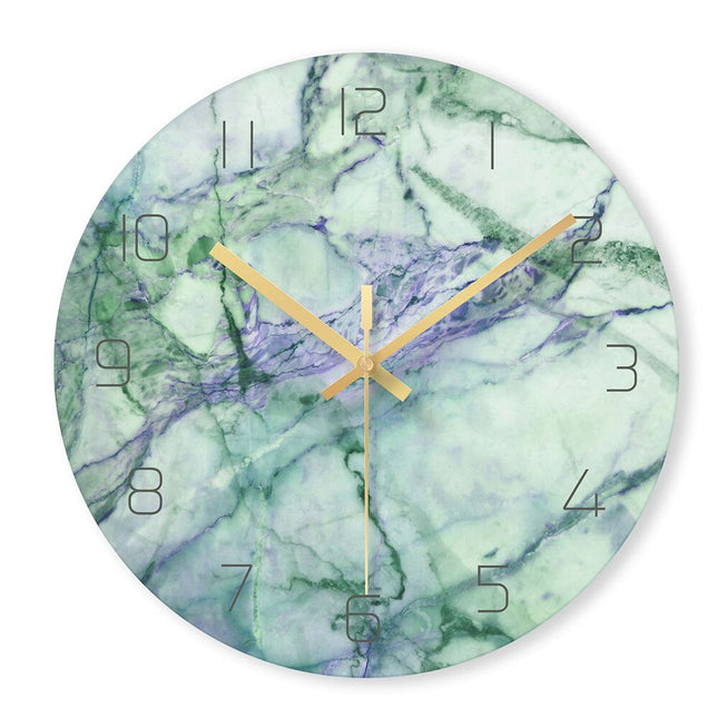 Design Wanduhr aus Glas Marmor-Optik