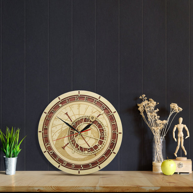 Astronomische Wanduhr aus Holz Design