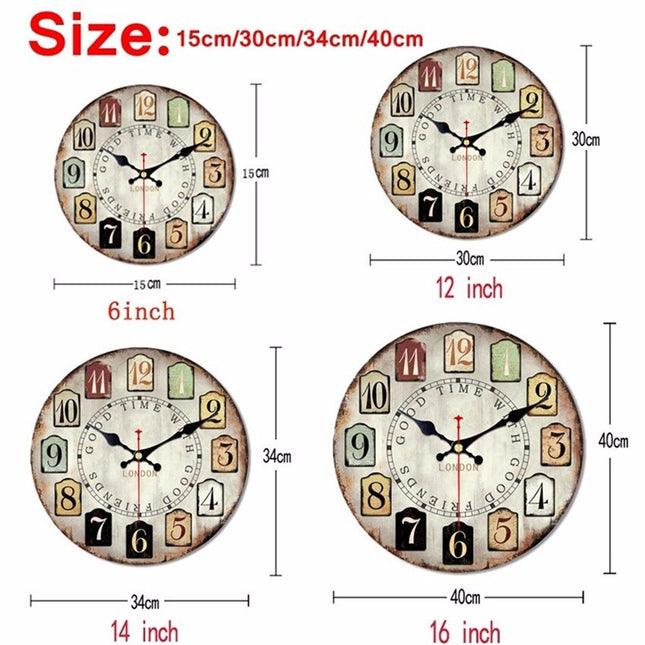 Vintage Wanduhr mit rosa Rosen