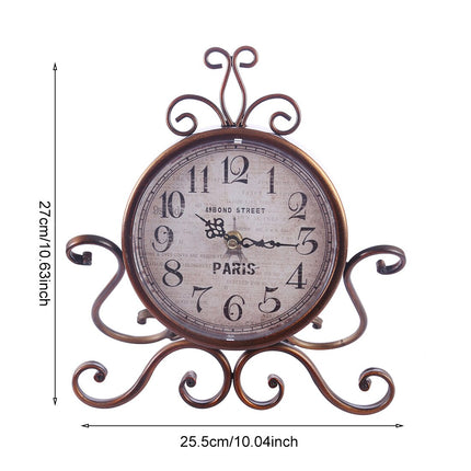 Vintage Tischuhr mit verschnörkeltem Ständer
