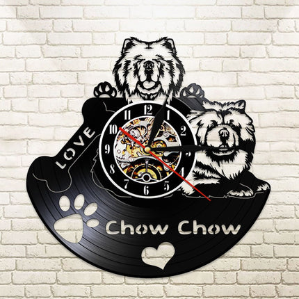 Chow Chow Hund Schallplattenuhr als Wanddekoration