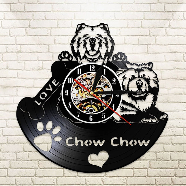 Chow Chow Hund Schallplattenuhr als Wanddekoration