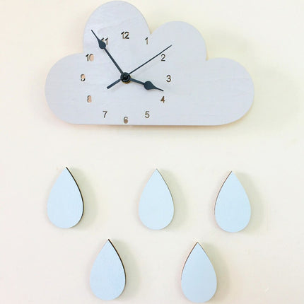 Wanduhr Wolke mit bunten Regentropfen