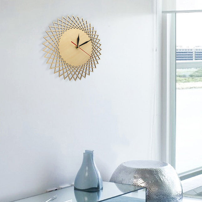 Wanduhr Holz Rosette geometrisches Design