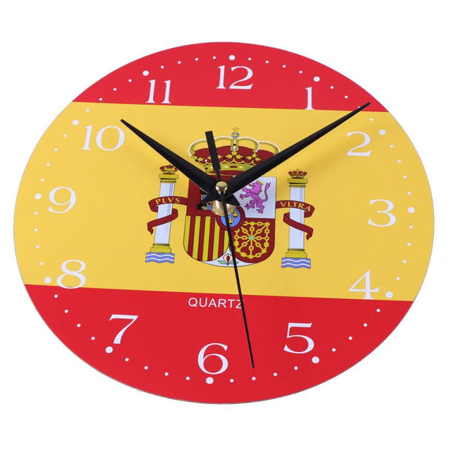 Wanduhr Design Spanien Flagge für Fans
