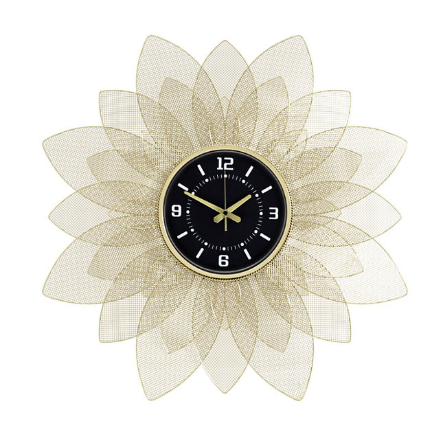 Skandinavische Wanduhr Gold Metall Blume