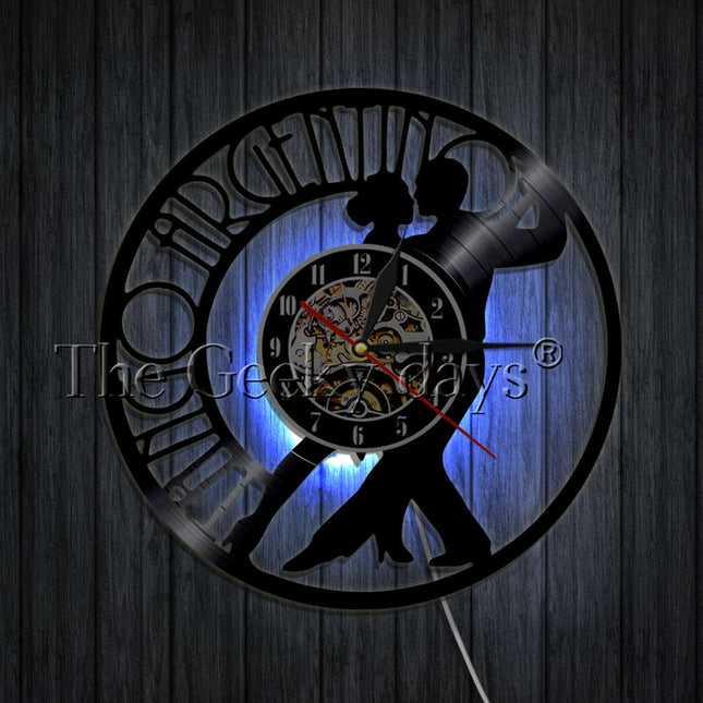 Schallplattenuhr mit Tango Tänzer Motiv