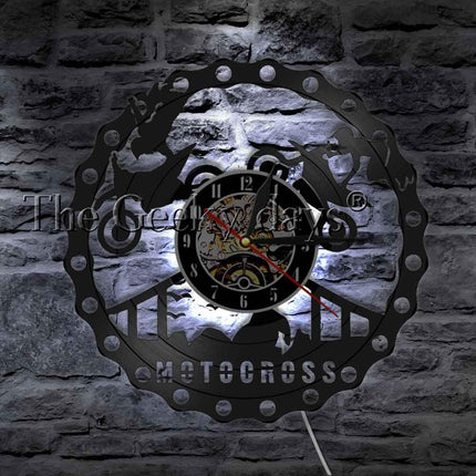 Motorrad Schallplattenuhr im Ketten-Design