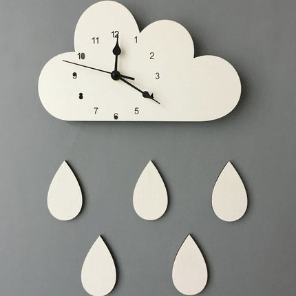 Wanduhr Wolke mit bunten Regentropfen