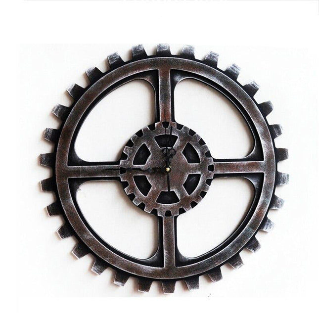 Vintage Wanduhr Zahnrad aus Metall