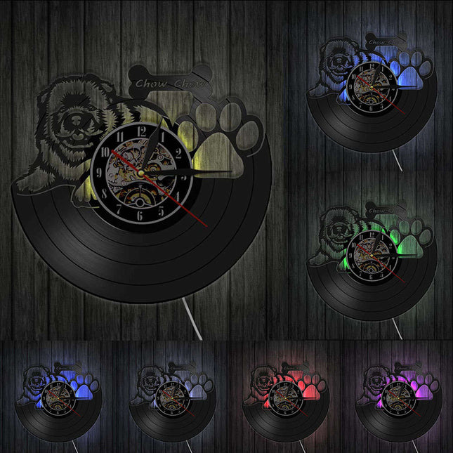 Chow Chow Hund Schallplattenuhr als Wanddekoration