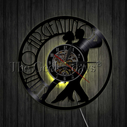 Schallplattenuhr mit Tango Tänzer Motiv